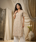Meadow V-Neck Linen Kurti