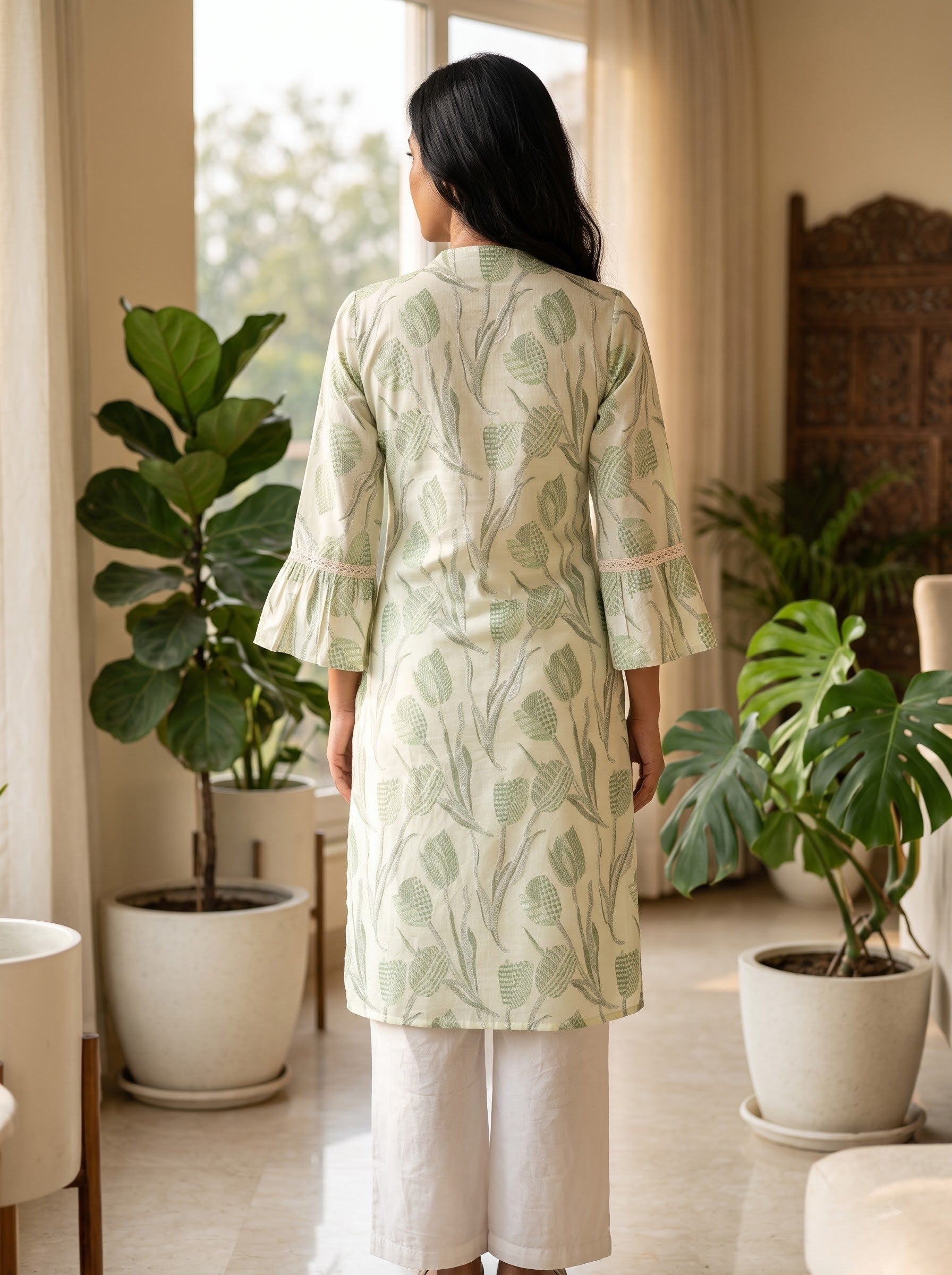 Savanya Green Floral Lace Dress