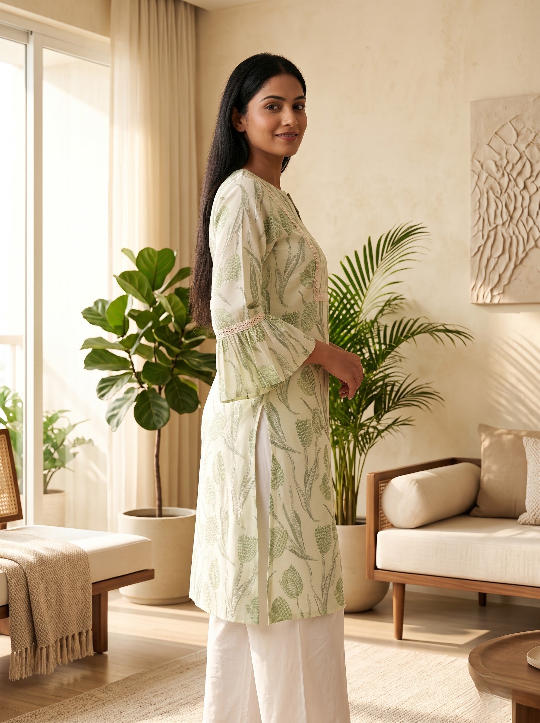 Savanya Green Floral Lace Dress