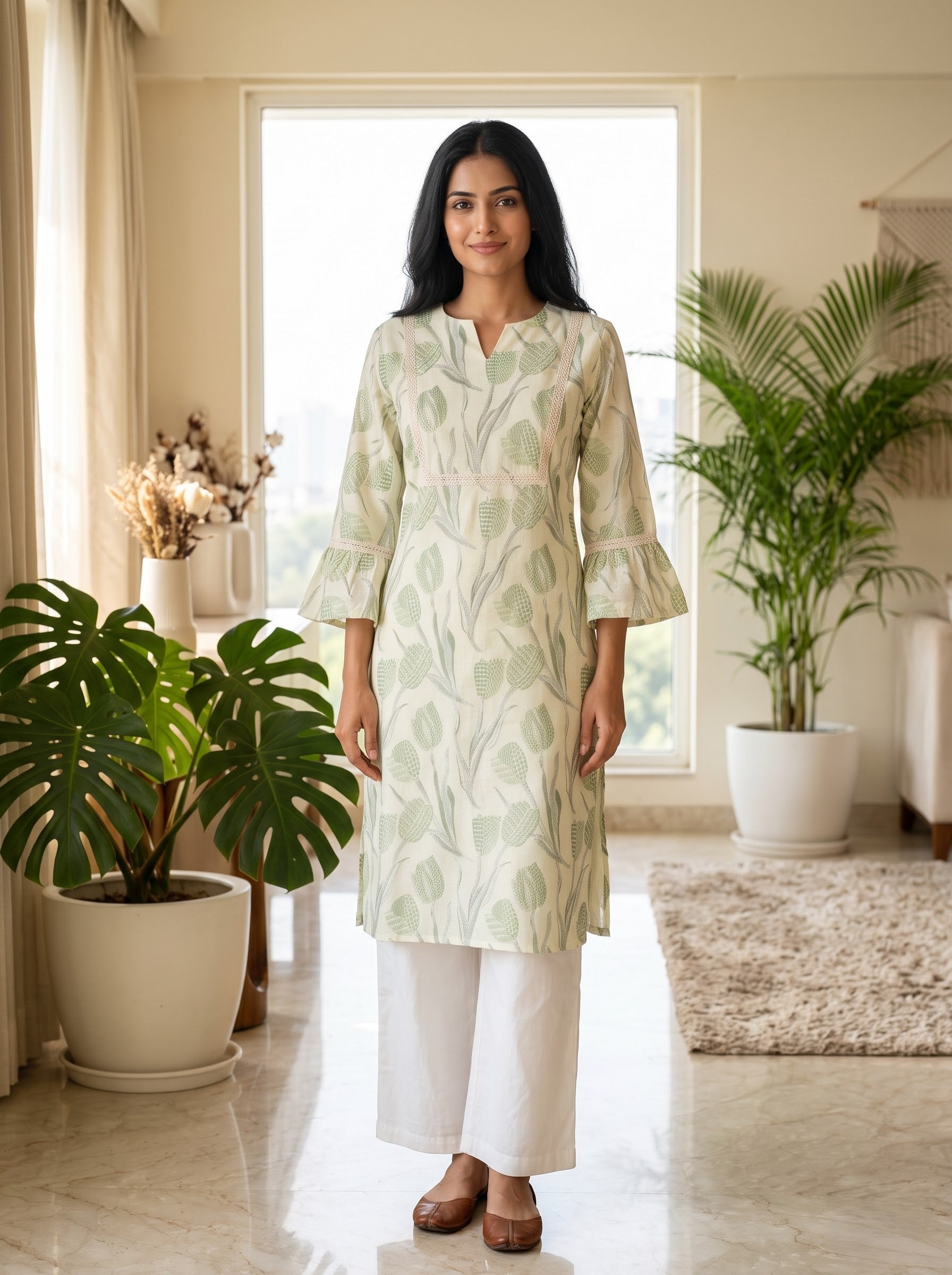 Savanya Green Floral Lace Dress