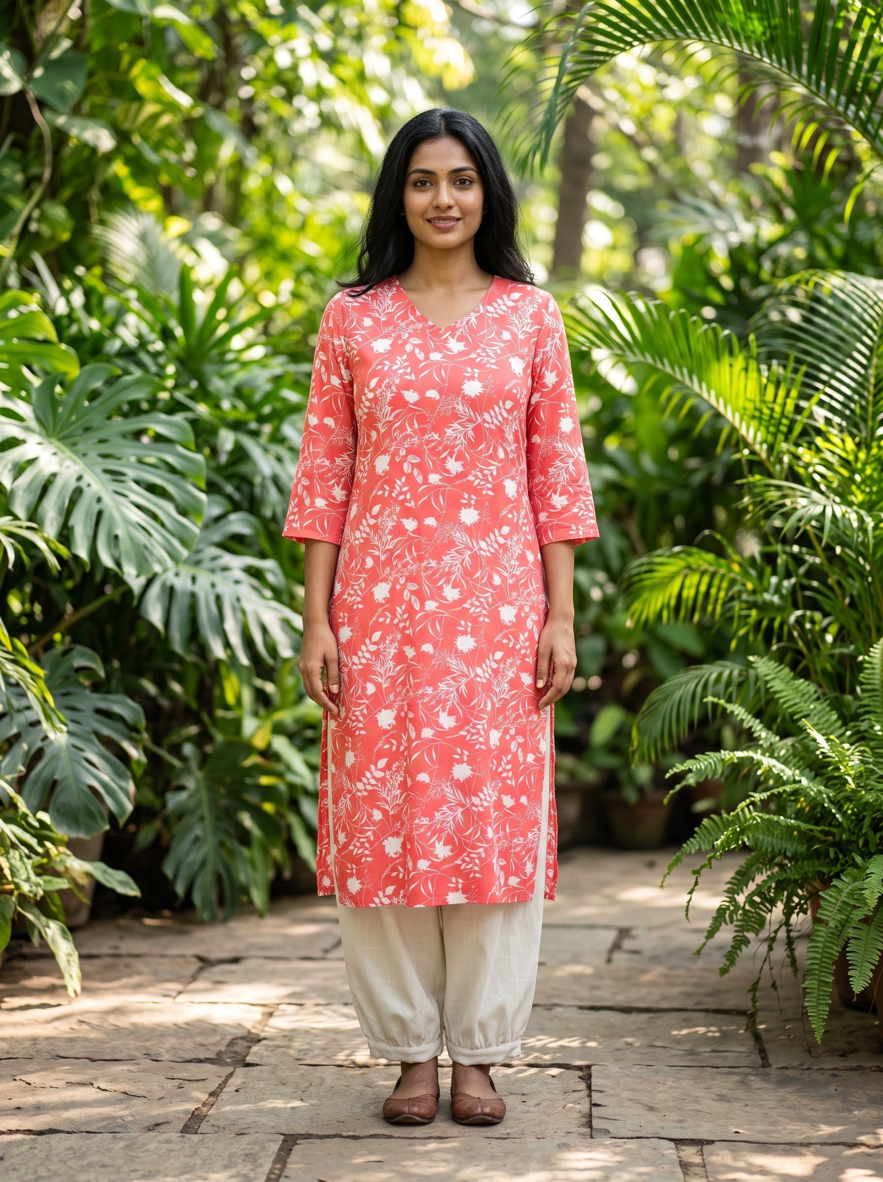 Savanya Peach Floral Print Kurti