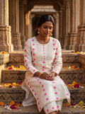 Savanya Warm White Pink Floral Dress