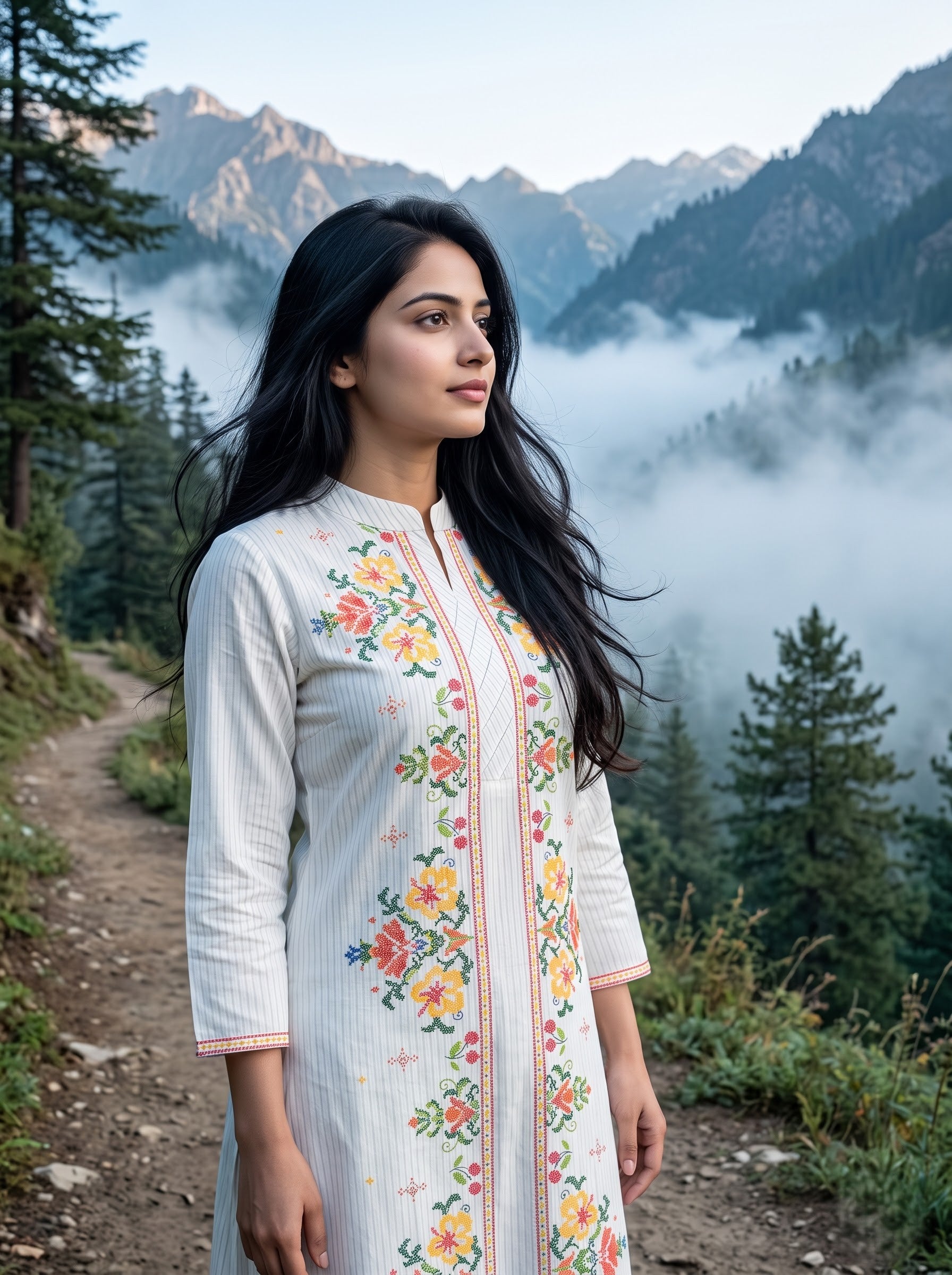 Savanya White Round-Neck Dress
