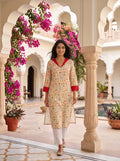 Savanya Warm White Floral V-Neck Dress