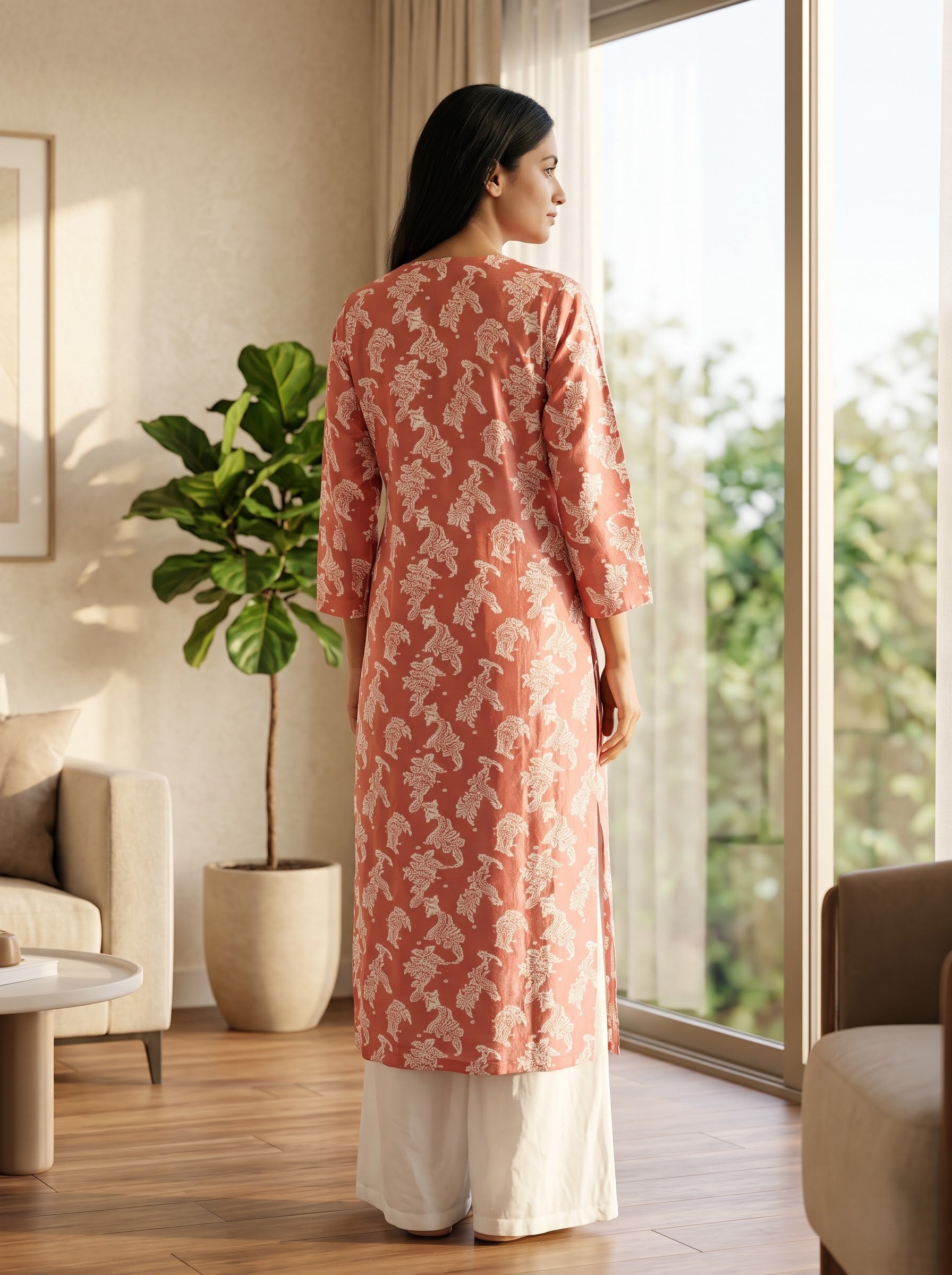 Savanya Dusty Rose White Embroidery Dress