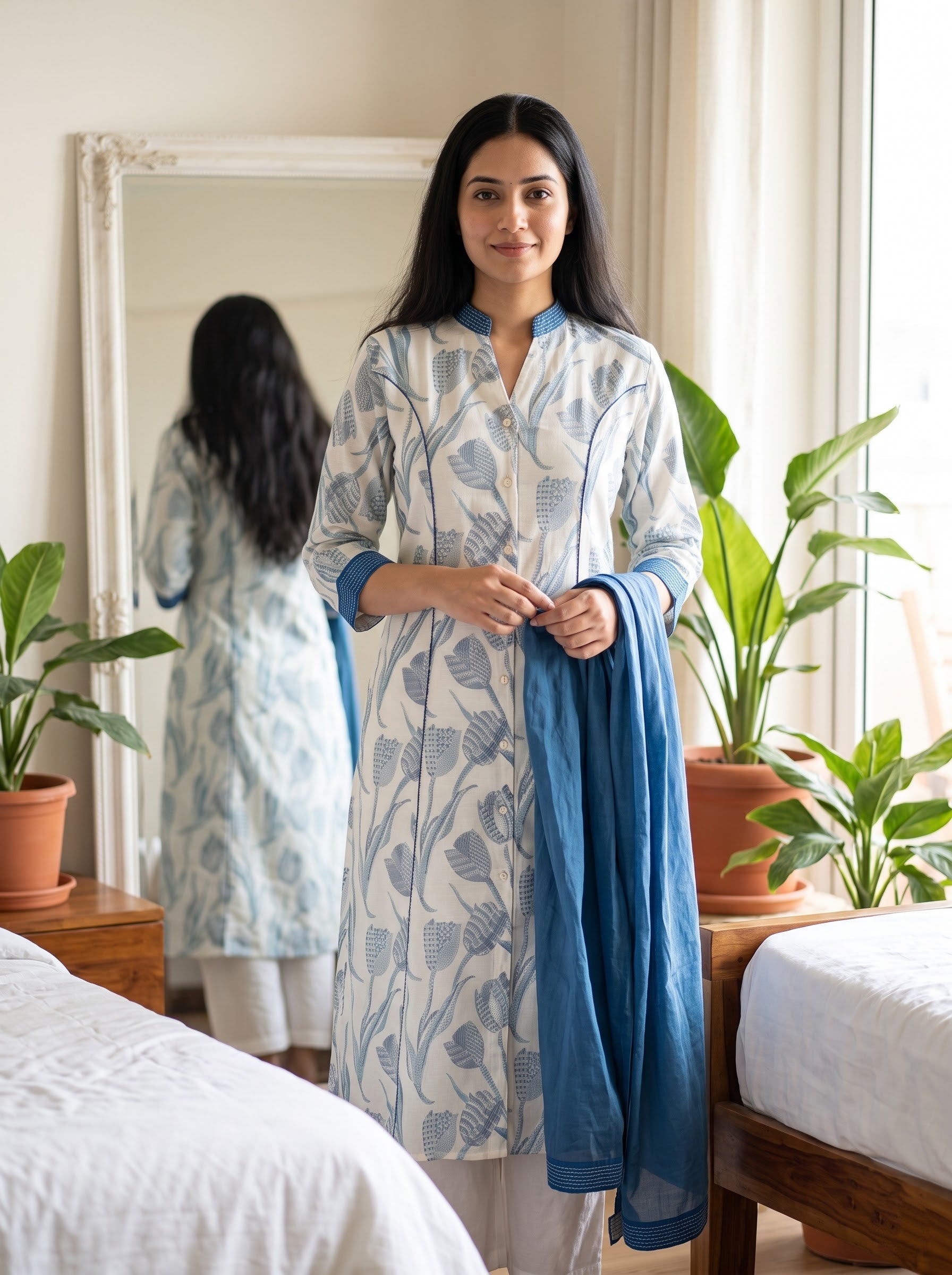 Savanya Slate Blue-Green Ethnic Dress