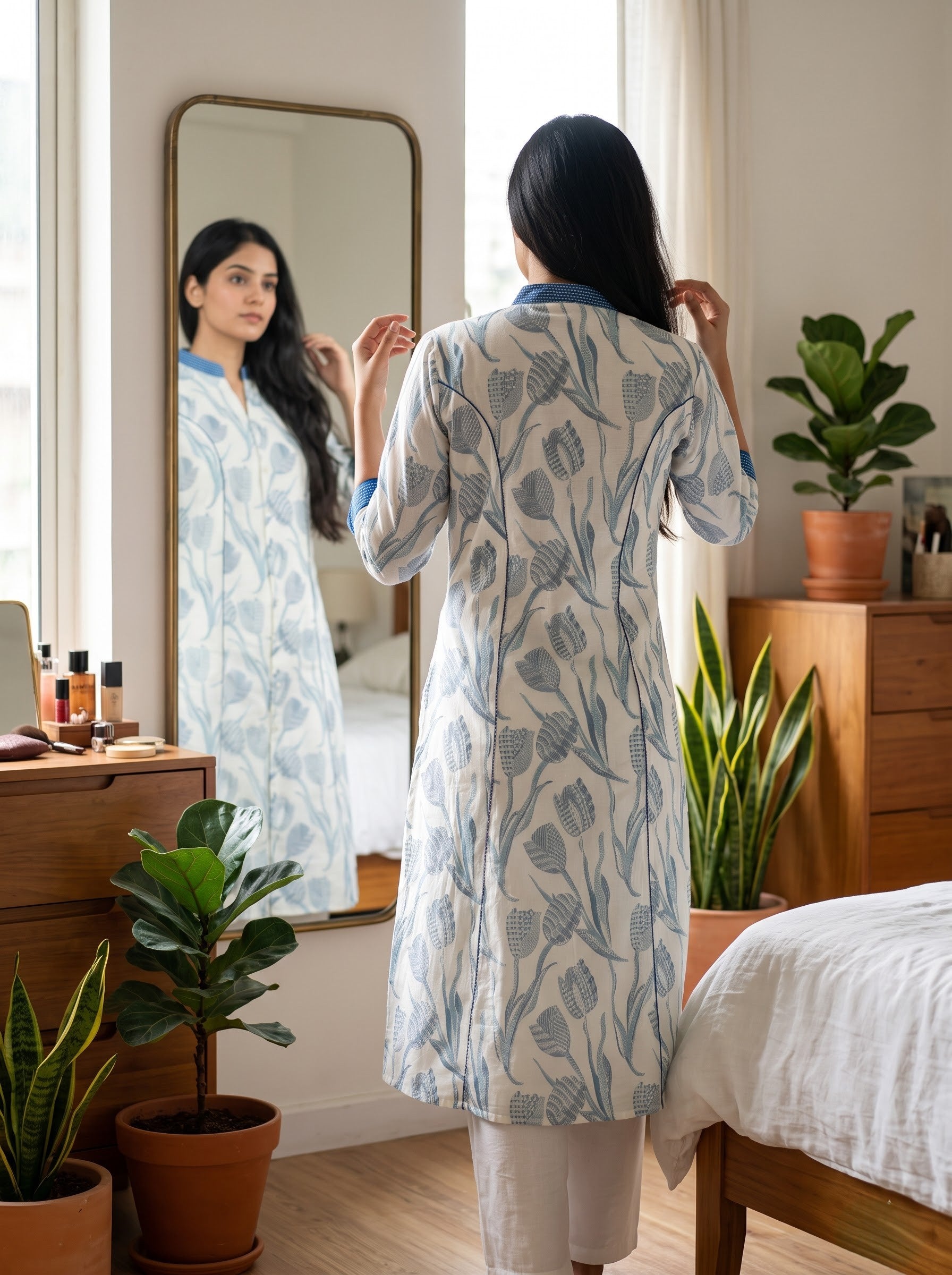 Savanya Slate Blue-Green Ethnic Dress