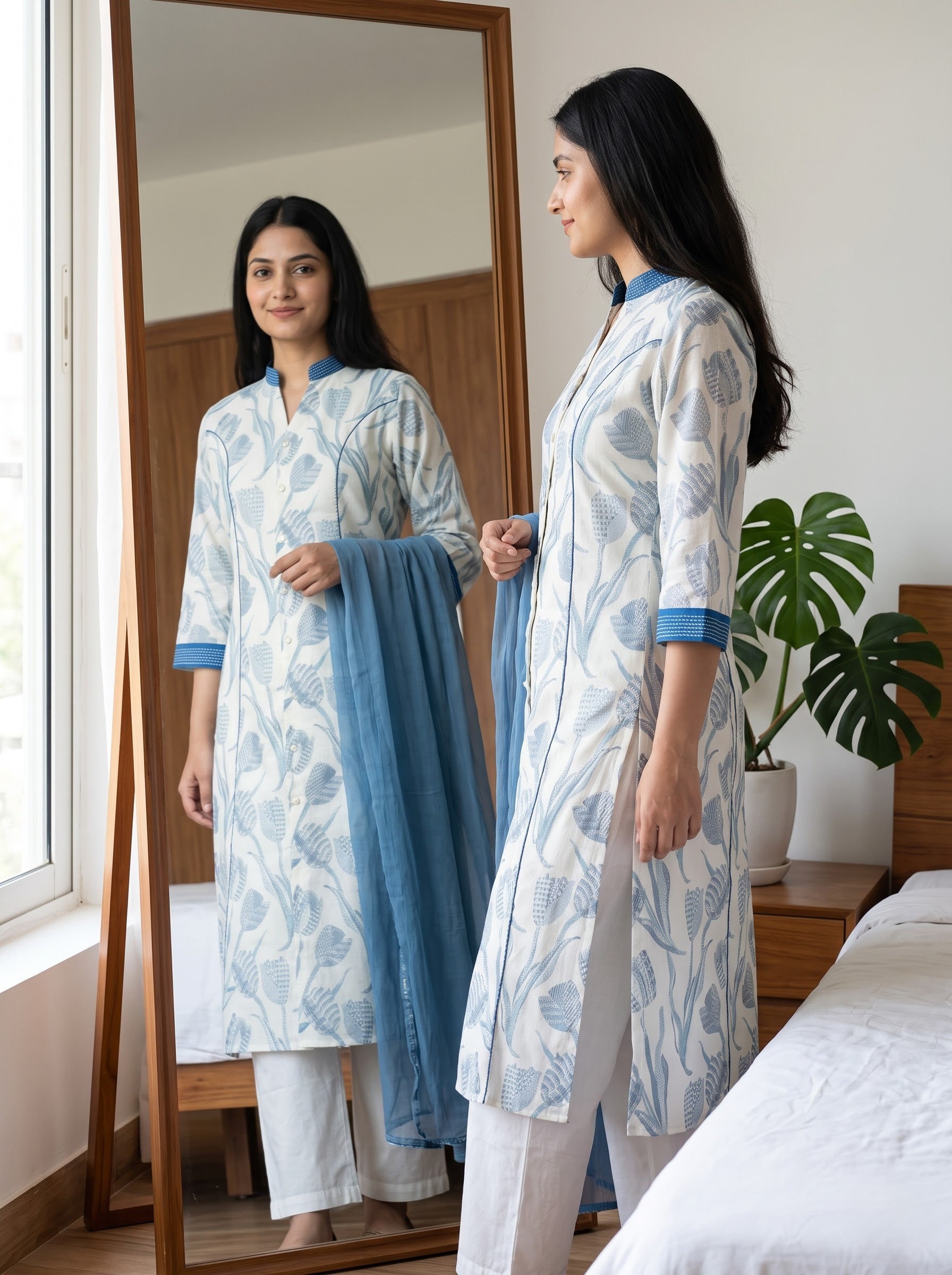 Savanya Slate Blue-Green Ethnic Dress