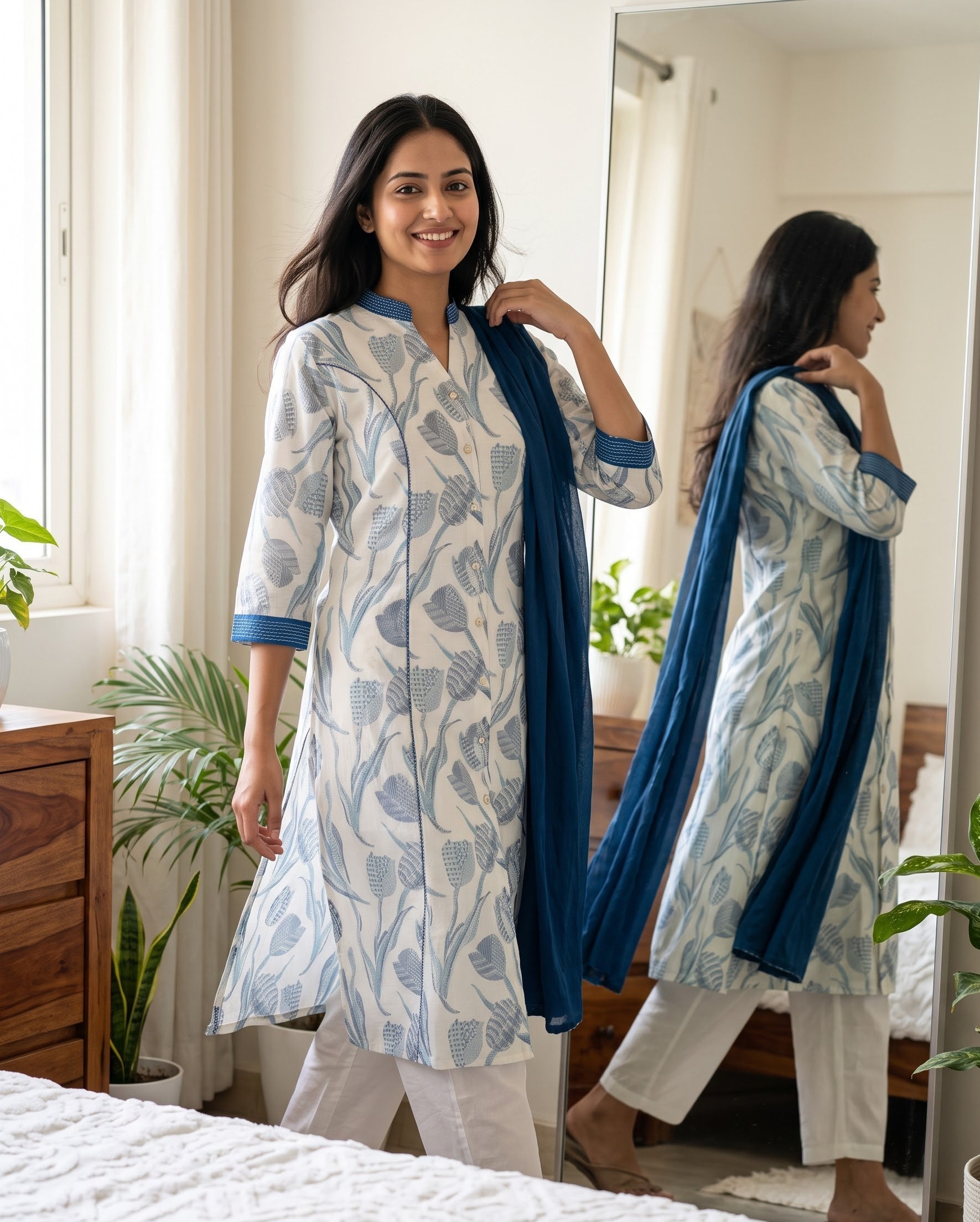 Savanya Slate Blue-Green Ethnic Dress