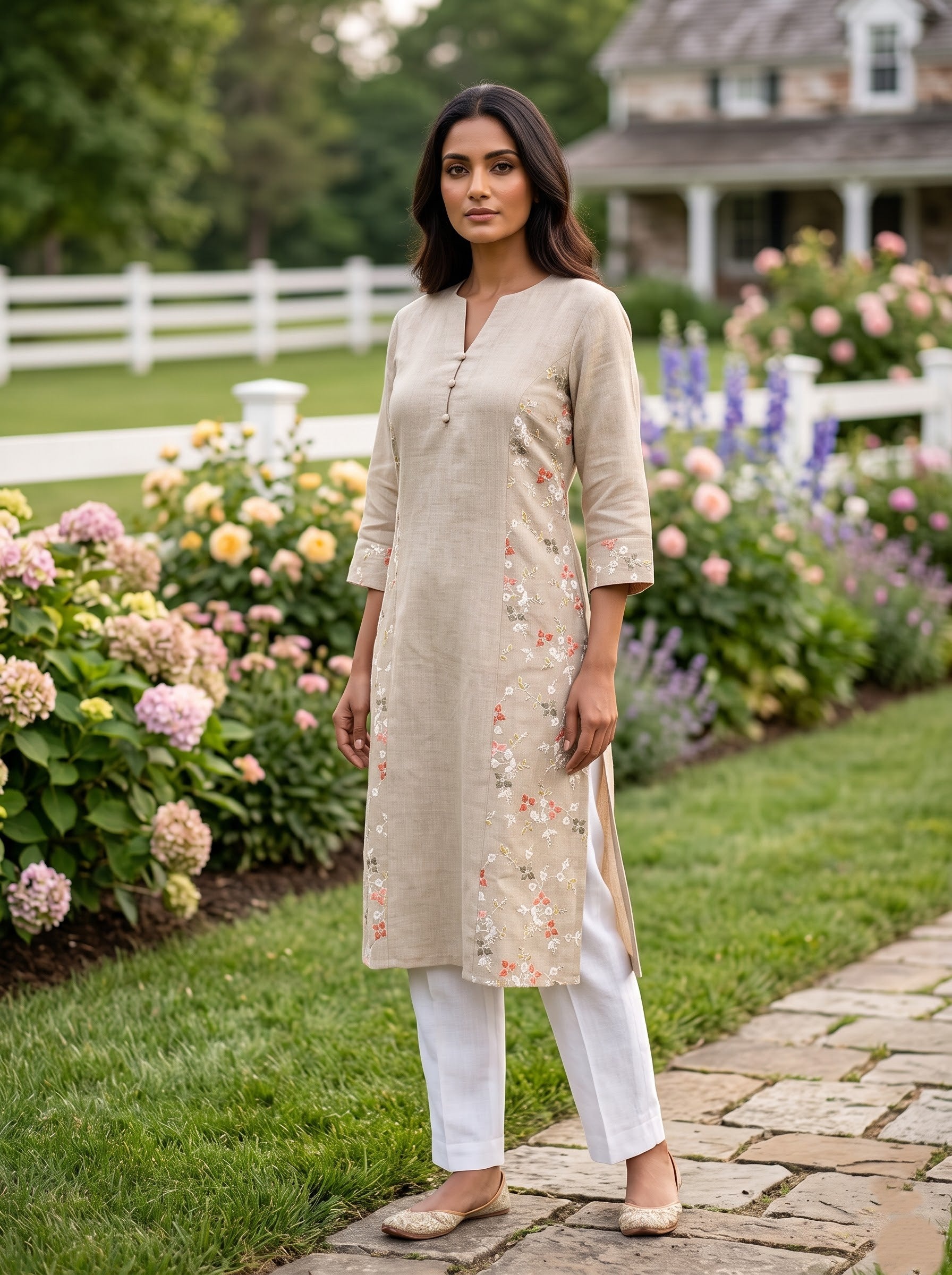 Savanya Dusty Rose Embroidery Dress