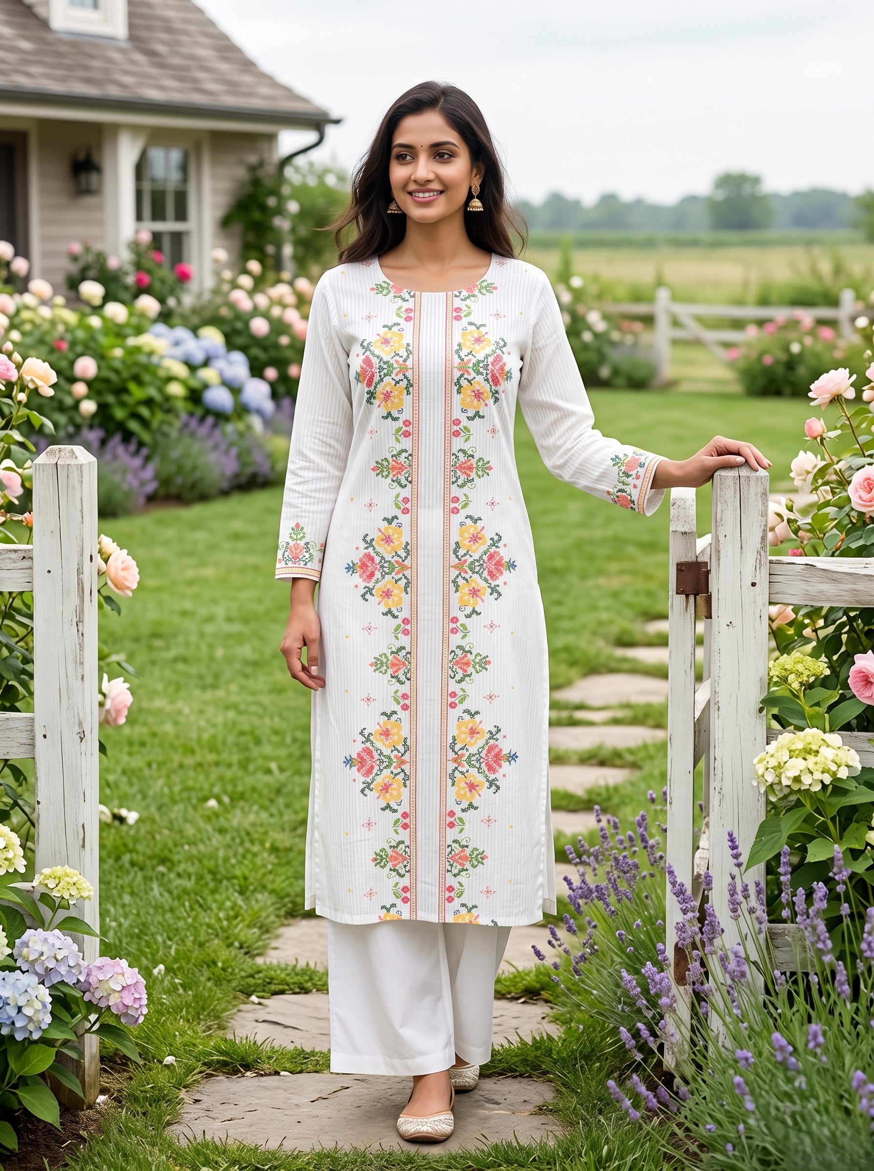 Savanya Warm White Round-Neck Dress